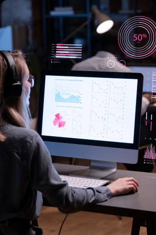 Person analysing data on a computer screen